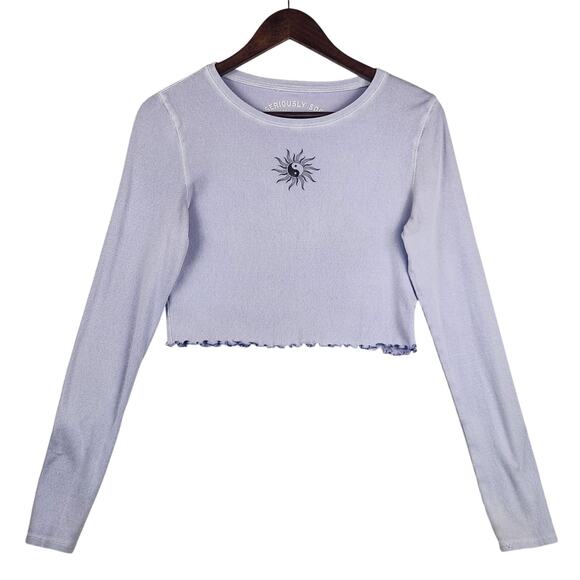 Seriously Soft Aeropostale Baby Dee Top Womens L Lilac Sun Graphic Cropped - Picture 2 of 16